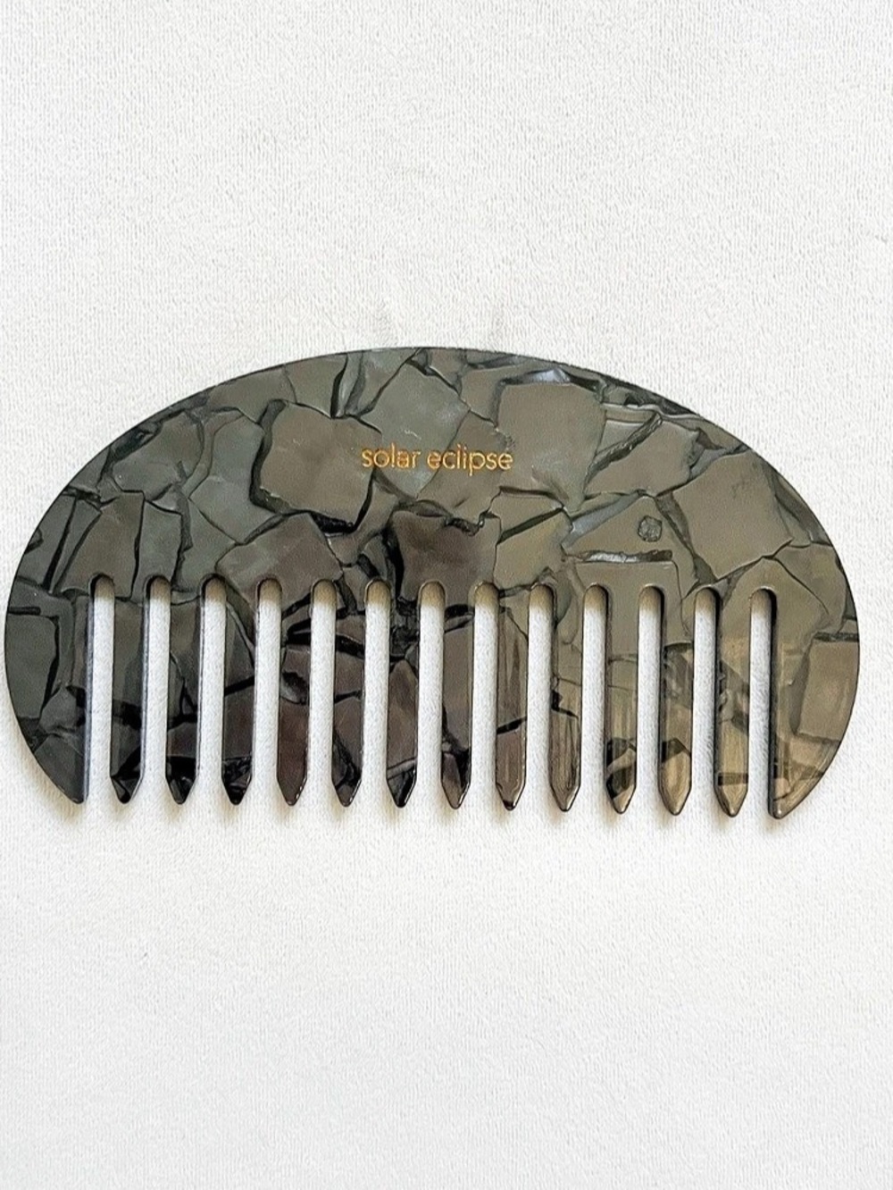 Solar Eclipse Hand-Painted Pocket Hair Comb in Black & Gray